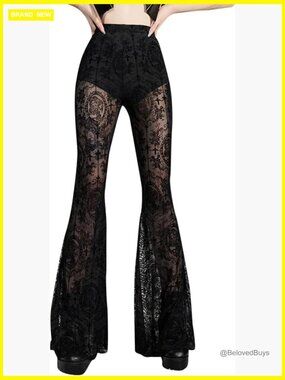 Gothic Black Pants Grunge Bottoms High Waisted Boho Hippie